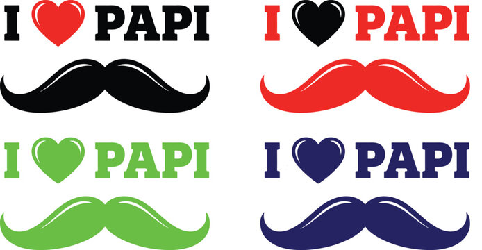 I love papi graphic with hearts and mustaches