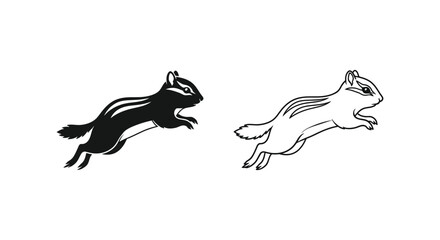 Fototapeta premium Skunk vs Weasel: Animal Silhouette Comparison Vector