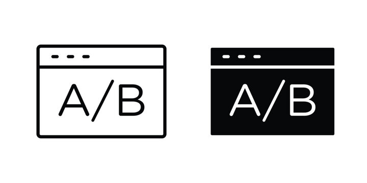 A B test icon design. Editable silhouette and Thin Stroke outlined icons pack