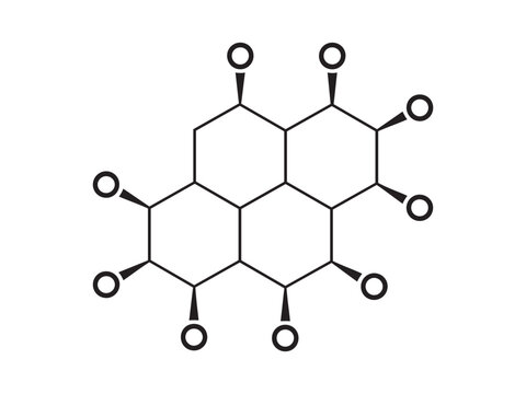 Inositol hexaphosphate molecular structure diagram black lines and circles on white background
