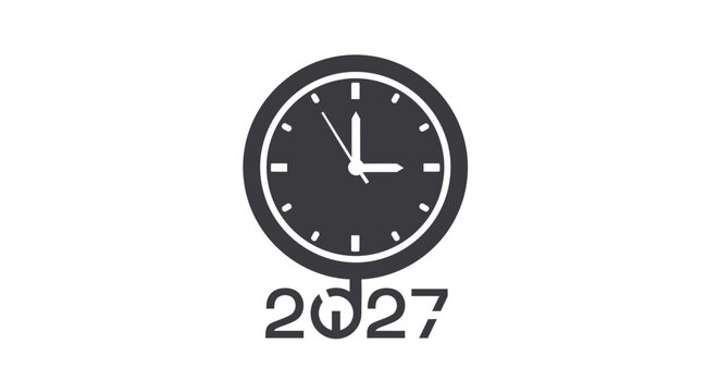 Clock with the year 2027 underneath.