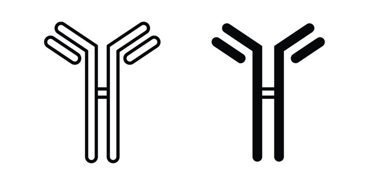 Antibody icon design. Editable silhouette and Thin Stroke outlined icons pack