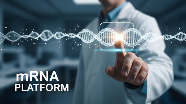 Medical innovation concept for mRNA platform for science and healthcare.