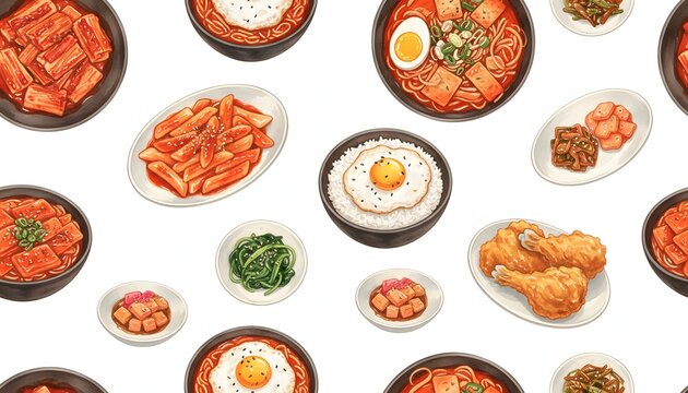 Delicious Korean Food and Dishes, a Vibrant Collection of Culinary Delights