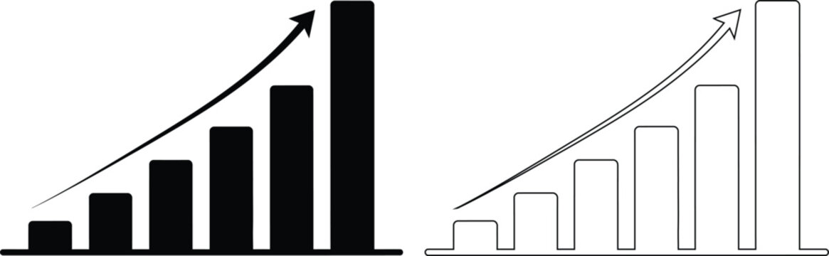 Growth comparison bar chart vs line graph silhouette