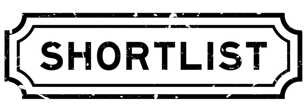 Grunge black shortlist word rubber seal stamp on white background
