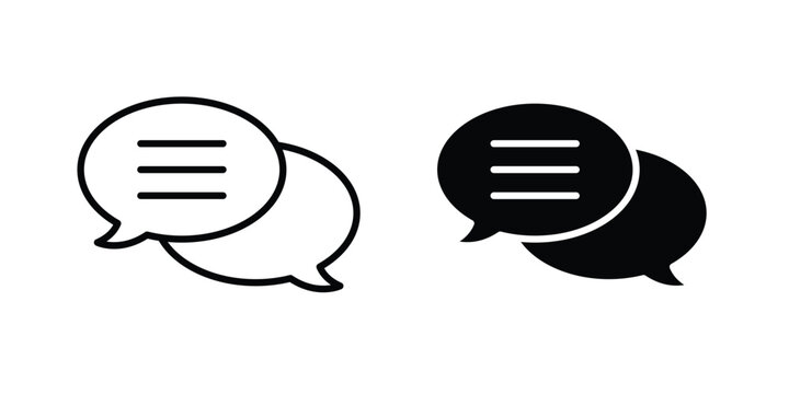 Chat icon design. Editable silhouette and Thin Stroke outlined icons pack