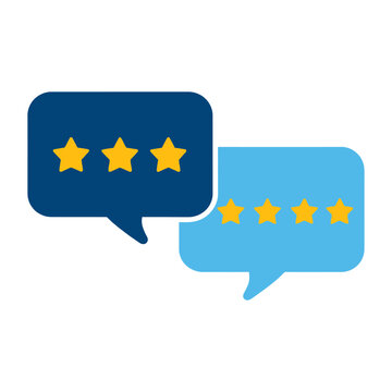 Vector graphic of two speech bubbles with star ratings