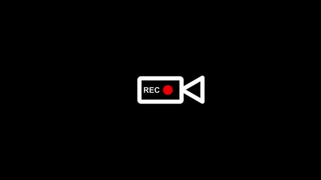 REC Recording Icon Animation, Video Capture Button, Red Record Indicator, Camera UI Symbol Loop