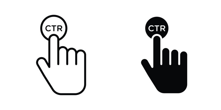 CTR icon design. Editable silhouette and Thin Stroke outlined icons pack