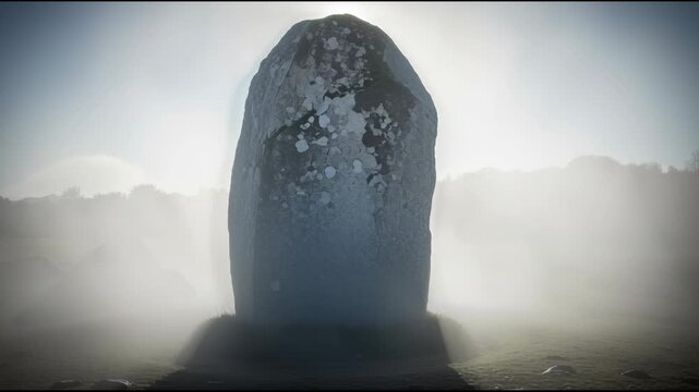 Mysterious monolith in atmospheric environment with diffused lighting
