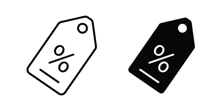 Discount tag icon design. Editable silhouette and Thin Stroke outlined icons pack