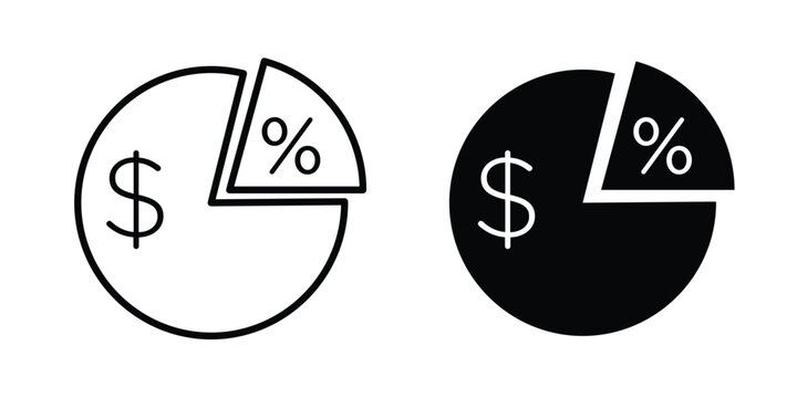 Dividend icon design. Editable silhouette and Thin Stroke outlined icons pack