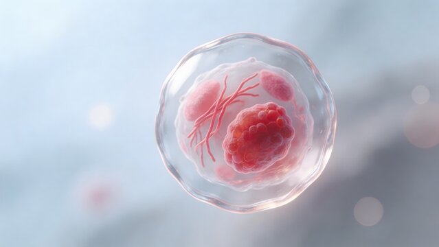 Cellular structure with nucleus and organelles