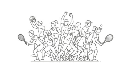 Obraz premium Group of Tennis Players Celebrating Victory.