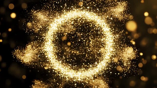 Golden Sparkle Ring Animation with Bokeh Effect.