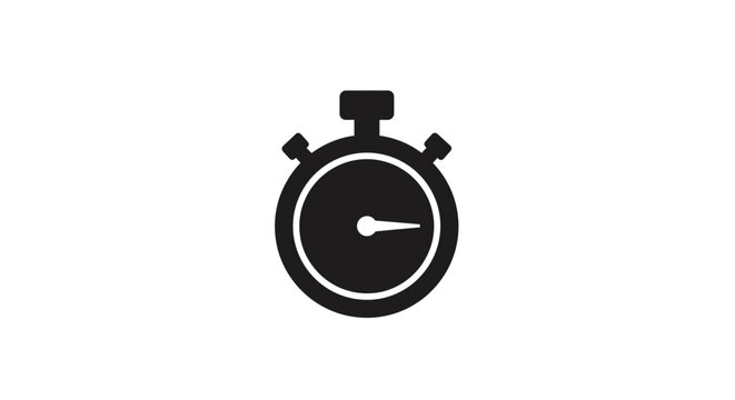 Black Stopwatch Icon Closeup.