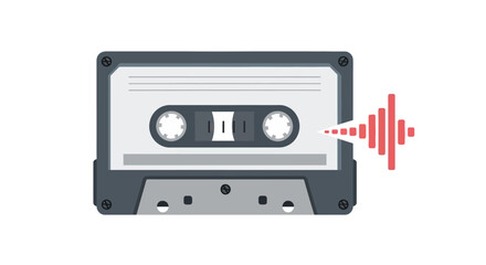 Fototapeta premium Cassette tape with sound wave.