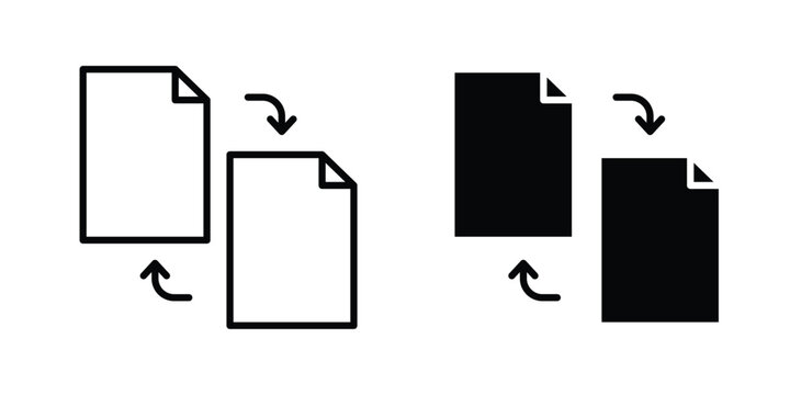 File transfer icon design. Editable silhouette and Thin Stroke outlined icons pack