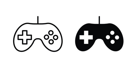 Game controller icon design. Editable silhouette and Thin Stroke outlined icons pack © Warpiya