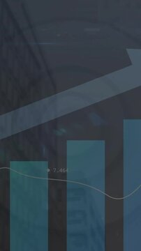 Vertical video: On play, animated chart shifting trend line across bars, indicating market growth