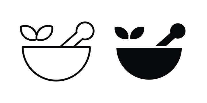 Herbal medicine icon design. Editable silhouette and Thin Stroke outlined icons pack