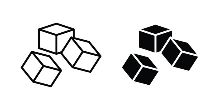 Ice icon design. Editable silhouette and Thin Stroke outlined icons pack