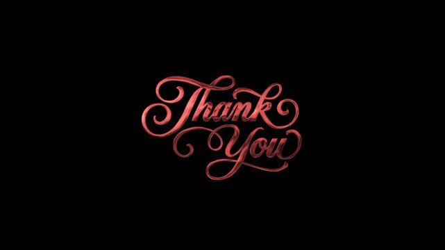 Displays the words thank you in elegant script on a black background. Perfect for thank you cards, social media posts, or presentations.