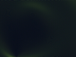 Fototapeta premium Abstract digital wave background. Green dotted lines on dark navy. Technology and data visualization concept.