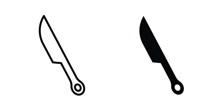 Kitchen knife icon design. Editable silhouette and Thin Stroke outlined icons pack