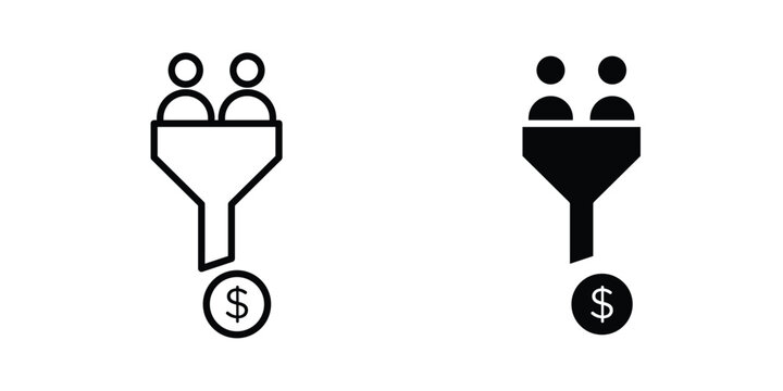 Lead conversion icon design. Editable silhouette and Thin Stroke outlined icons pack