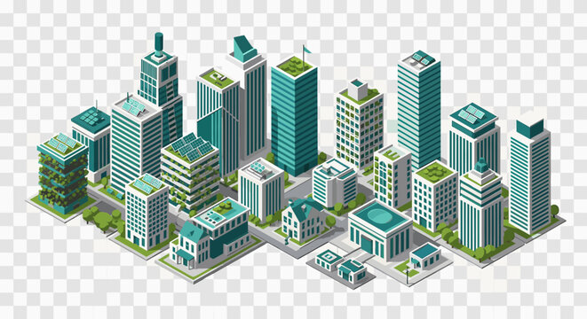 A vibrant, stylized illustration of a modern building with integrated greenery, evoking innovation, sustainability and urban development for website d
