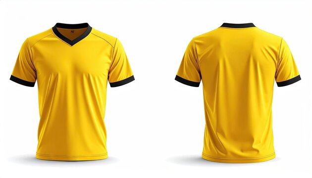 Front and Back View of a Yellow Soccer Jersey.