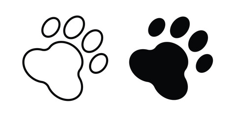 Paw icon design. Editable silhouette and Thin Stroke outlined icons pack © Warpiya