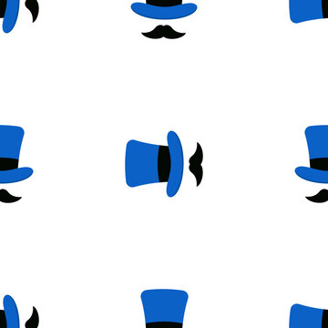 Blue top hat and mustache graphic pattern for father day celebration