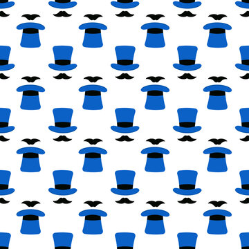 A patterned background of blue top hats perfect for Father's Day celebrations isolated on a transparent background
