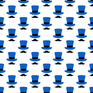 Blue top hat pattern for father day celebration isolated on transparent background