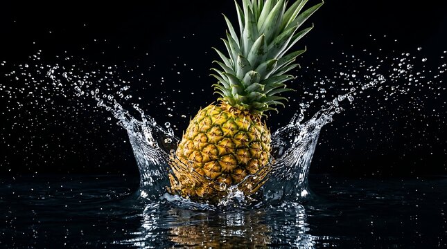 Nanas Segar Terpercik Air dalam Gerakan Lambat, Tampilan Menarik Buah Tropis Dingin