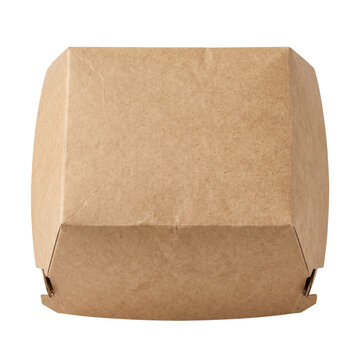 Top view of a brown kraft paper burger box