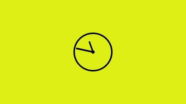 Reverse clock animation showing time running backward on Lemon Lime ba Bright Chartreuse background