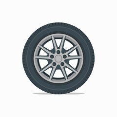 Obraz premium Realistic car tire with silver alloy wheel illustration