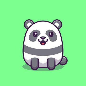 Cute Baby Panda Sitting Cartoon