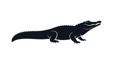 Fototapeta premium Black silhouette of an alligator walking.