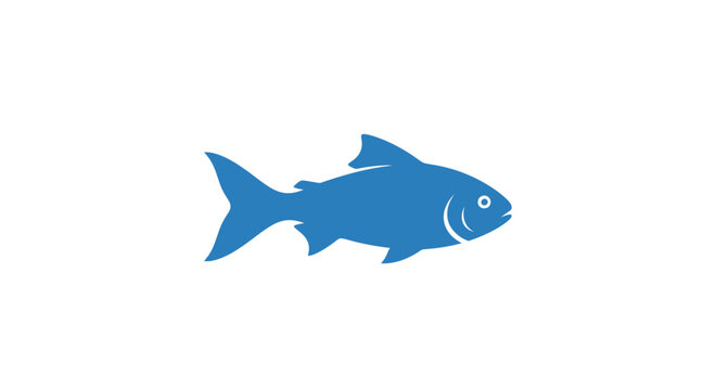 Blue Fish Swimming Sideways Profile View.