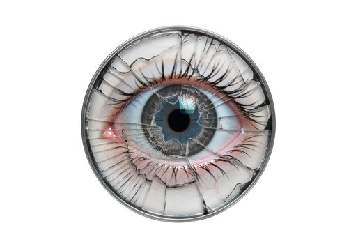 Realistic human eye isolated on transparent background detailed iris and pupil