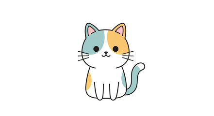 Obraz premium Cute Kawaii Calico Cat Illustration.