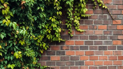 Obraz premium Ivy on Brick Wall Texture - Natural Urban Greenery