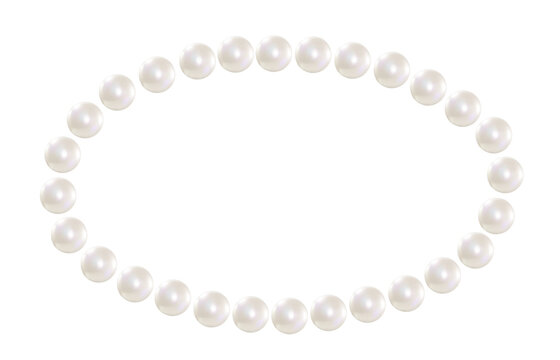 Pearl beads form a curved necklace shape. Oval frame made of pearls. Vector illustration