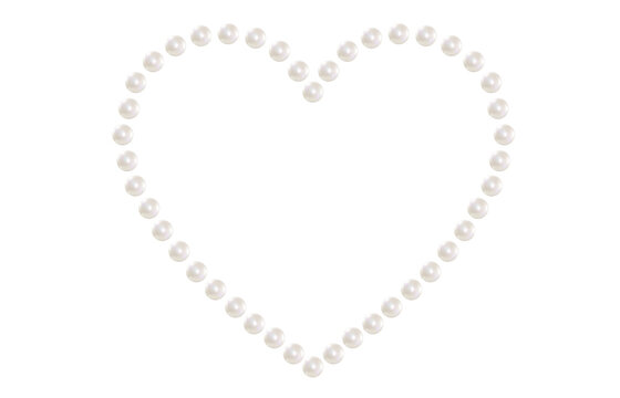 Pearls are arranged into a heart shape on a white background. Vector illustration. Designed for postcards, booklets, and jewelry ads.