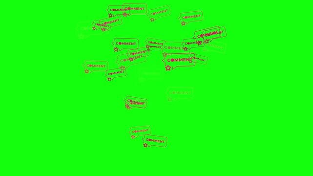 Animated Red Social Media Notifications Floating on Green Screen
